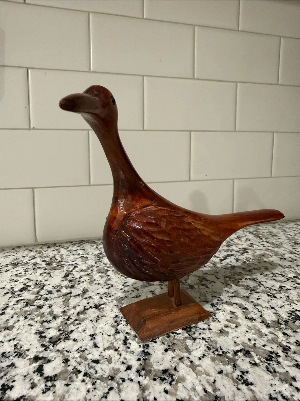 Hand-Carved Wooden Bird Décor - Brown